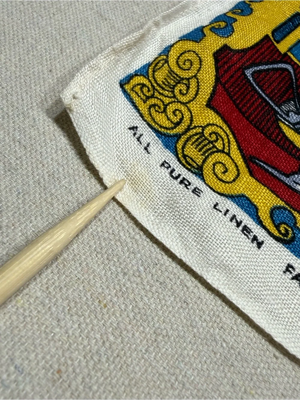 Vintage Irish Linen Tea Towel with Animal Motif and Poem - Red, Yellow, Blue